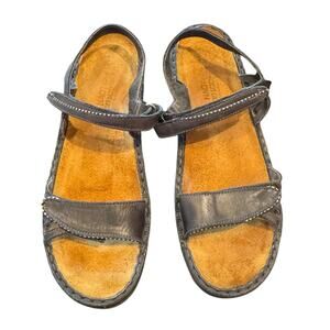 Naot Anika Sandals Black Leather Suede Adjustable Size 41 US 10